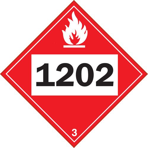 Plaque-&eacute;tiquette TMD 1202 pour liquide inflammable huile combustible, Vinyle adh&eacute;sif Consource