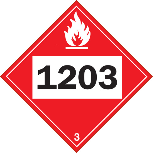 Plaque-&eacute;tiquette TMD 1203 pour liquide inflammable essence & essence-alcohol, Vinyle adh&eacute;sif Consource