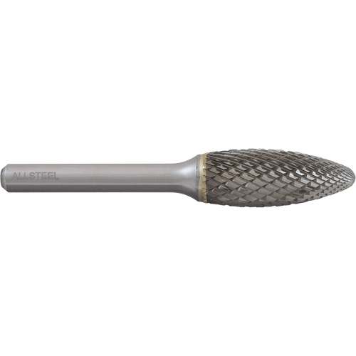 Fraise au carbure en forme de flamme ALLSTEEL, SH-5, 1/2" dia., 1/4" Tige, 1-1/4" Prof. de la coupe Consource