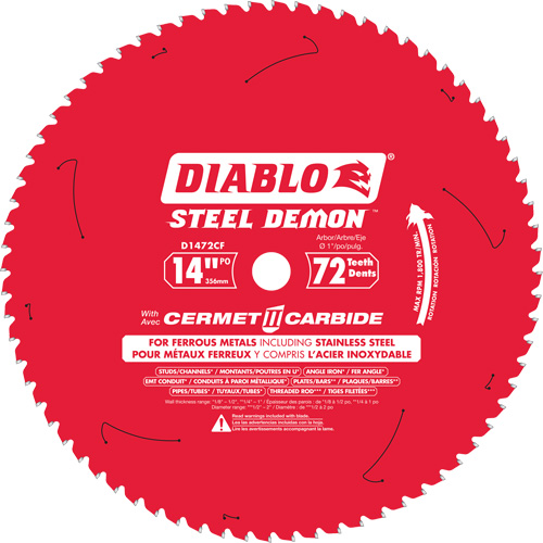 Lame de scie circulaire Cermet II Steel Demon, 14", 72 dents, Pour M&eacute;tal Consource