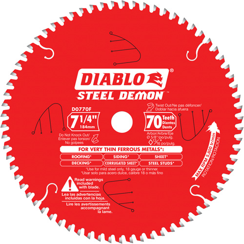 Lame de scie &agrave; d&eacute;couper Steel Demon, 7-1/4", 70 dents, Pour M&eacute;tal Consource