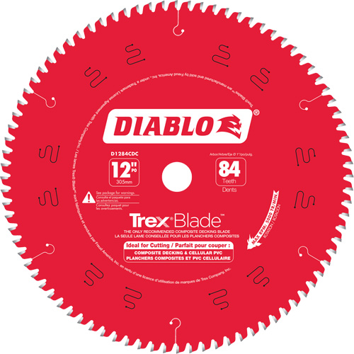Lame de scie &agrave; d&eacute;couper Trex Blade, 12", 84 dents, Pour Plastique/Plastique Consource