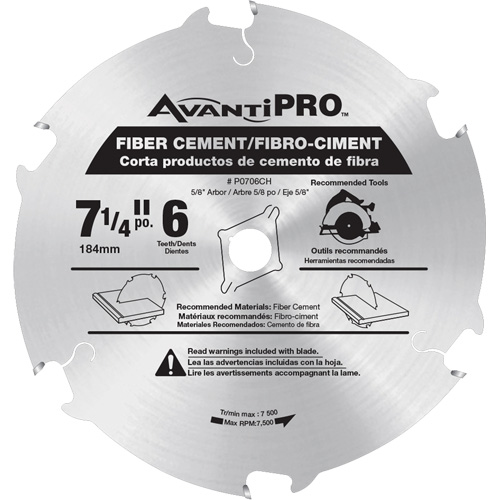Lame de scie AvantiPro, 7-1/4", 6 dents, Pour B&eacute;ton de fibre Consource
