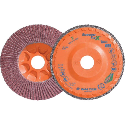 Enduro-Flex Stainless Flap Disc, 5" x 5", Type 27, 40 Grit, Zirconia Alumina Consource