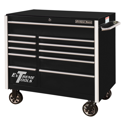 RX Series Rolling Tool Cabinet, 11 Drawers, 41-1/2" W x 25-1/2" D x 40-1/2" H, Black Consource