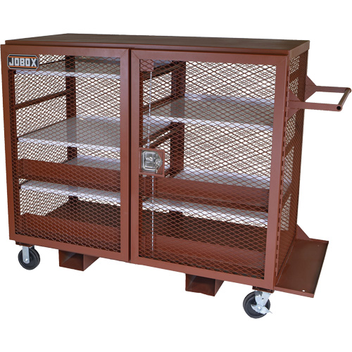 Mobile Mesh Cabinet, Steel, 49 Cubic Feet, Red Consource
