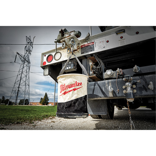 Utility Bucket, 11-4/5" L x 11-4/5" W x 14-3/5" H, Canvas, Beige/Black Consource