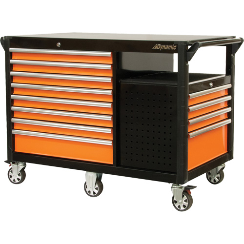 Industrial Cart, 12 Drawers, 31-5/8" L x 52-1/2" W x 40-1/4" H, Black/Orange Consource