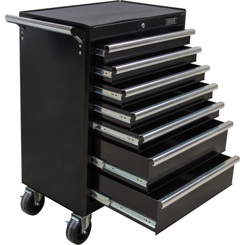 Industrial Tool Cart, 7 Drawers, 27" W x 18-3/4" D x 39" H, Black Consource