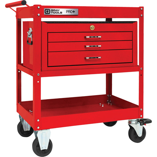 Chariot utilitaire robuste s&eacute;rie PRO+ avec coffre interm&eacute;diaire, 2 tiers, 30-1/5" x 38-1/3" x 19-1/2" Consource