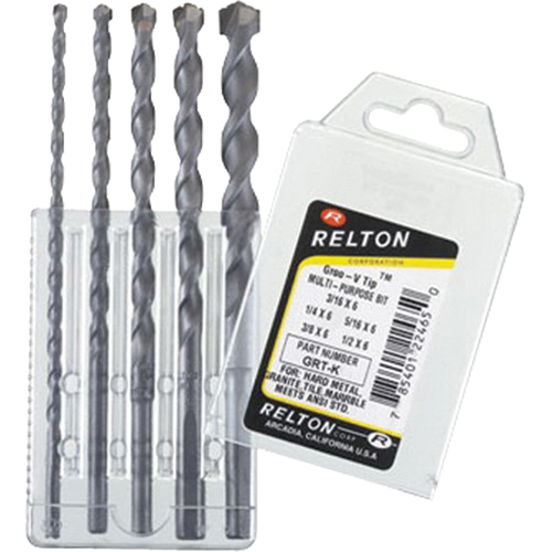 Groo-V Tip Multi-Purpose Specialty Drill Bit Sets, 5 Pieces, Carbide Consource