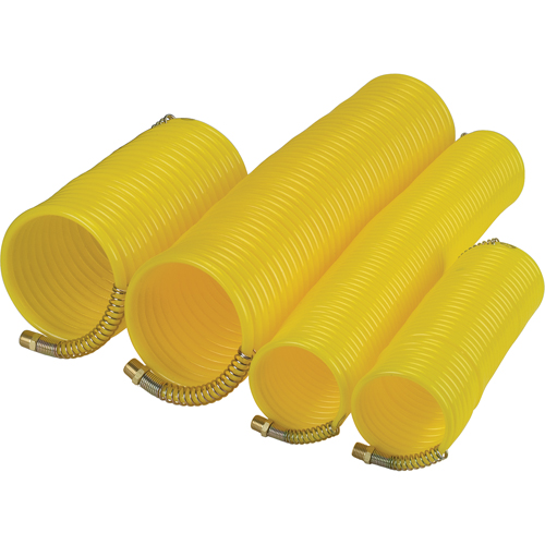 Nylon Coil Air Hose With Fittings, Air, 1/4" ID x 25' L, Nylon, 200 PSI at 23°C Consource
