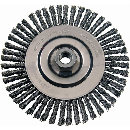 Brosses m&eacute;talliques &agrave; touret, Dia. 4-7/8", Fils 0,02", Arbre 5/8"-11, Acier Consource