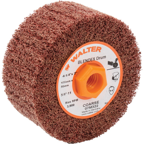 Tambour de conditionnement de surface Blendex ALLSTEEL, 4-1/4" dia. x 2" la, 5/8"-11 Arbre, Grain Cors&eacute; Consource