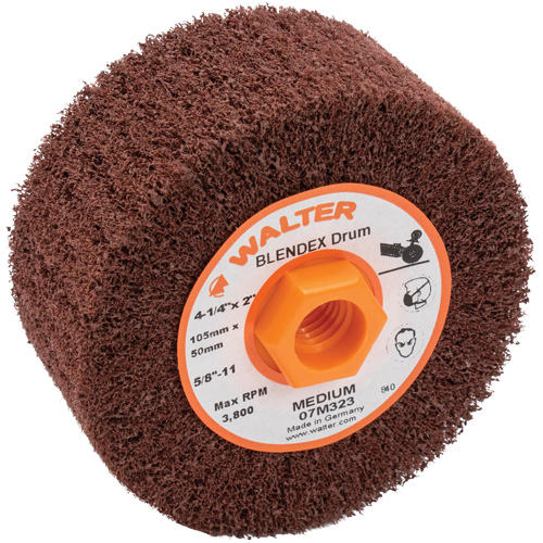 Tambour de conditionnement de surface Blendex ALLSTEEL, 4-1/4" dia. x 2" la, 5/8"-11 Arbre, Grain Moyen Consource