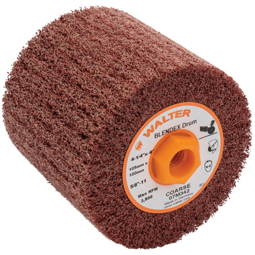 Tambour de conditionnement de surface Blendex ALLSTEEL, 4-1/4" dia. x 4" la, 5/8"-11 Arbre, Grain Cors&eacute; Consource