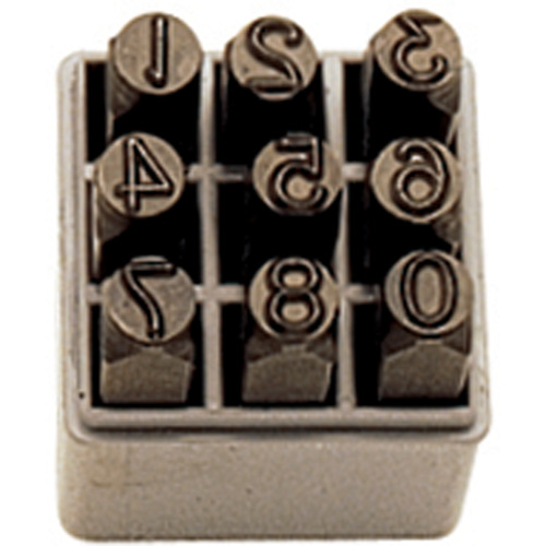 Jeu de num&eacute;ros &agrave; estamper &agrave; la main, 9 morceaux Consource