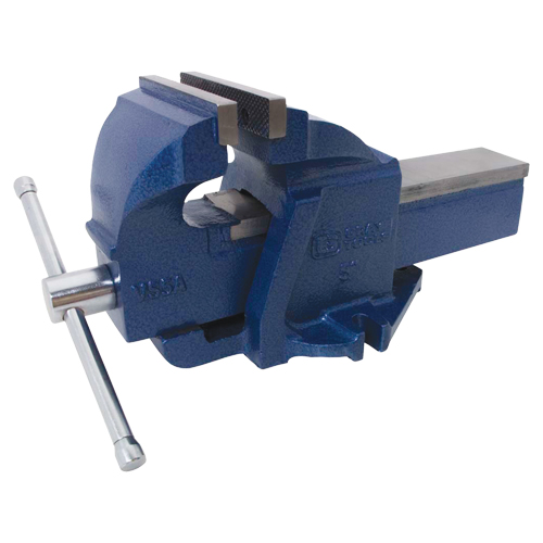 Ductile Iron Mechanics Bench Vise, 5" Jaw Width, 3-3/10" Throat Depth Consource