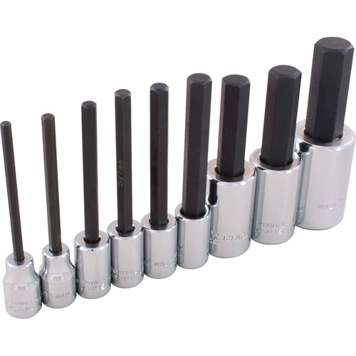 Hex Head Socket Set, Hex, 1/2"/3/8" Drive, 9 Pcs Consource