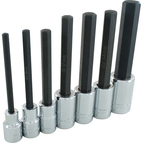Jeu de douilles &agrave; t&ecirc;te hexagonale tr&egrave;s longues, Hexagonale, Prise 1/2", 7 mrcx Consource