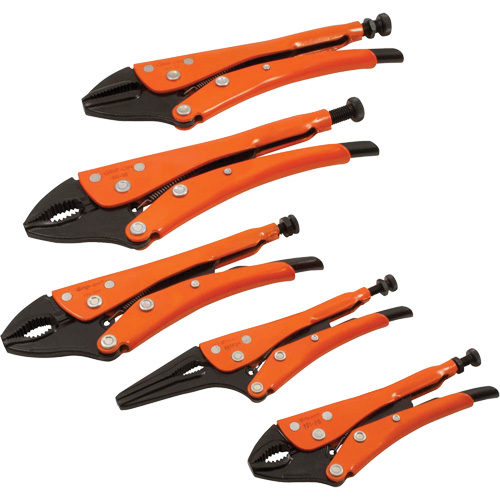 Straight Curved & Long Nose Locking Pliers Set, 5 Pieces Consource