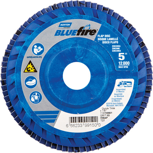 BlueFire R884P Coarse Grit Flap Disc, 5" x 7/8", Type 27, 60 Grit, Zirconia Alumina Consource