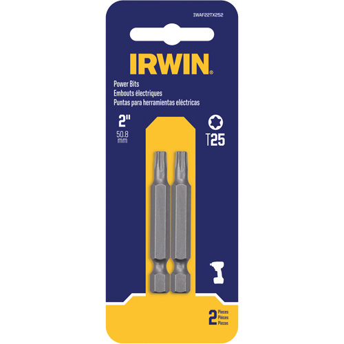 Power Bits, Torx, T-20 Tip, 1/4" Drive Size, 2" Length Consource