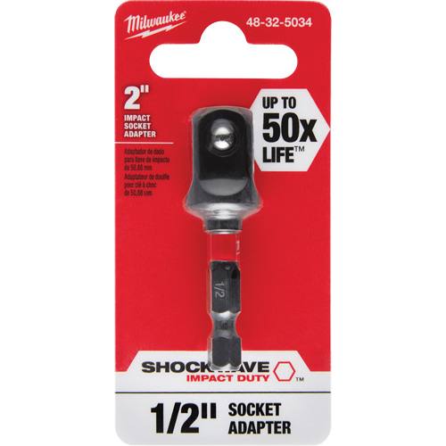 Adaptateur de douille &agrave; chocs Shockwave, 1/4" Prise, Dimension m&acirc;le 1/2", Sph&eacute;rique, 2" lo Consource