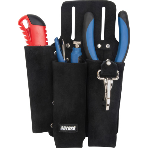 Porte-outils pour monteur de ligne, Porte-outil multiple, Cuir, 3 Poches Consource