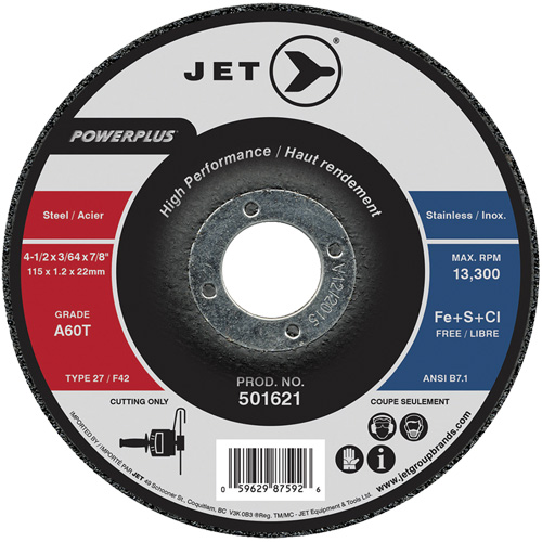 A60T PowerPlus Cut-Off Wheel, 4-1/2" x 3/64", 7/8" Arbor, Type 27, 13300 RPM Consource