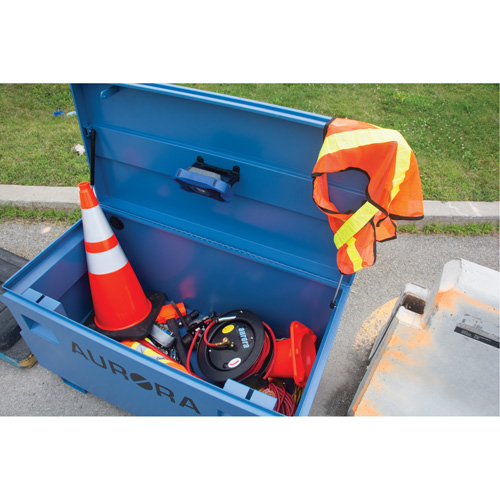 Jobsite Tool Box, 48" x 24" x 27-3/5", Steel, Blue Consource