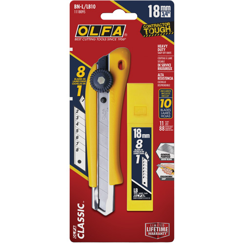 Heavy-Duty Utility Knife with Replacement Blades, 18 mm, Stainless Steel Blade Consource