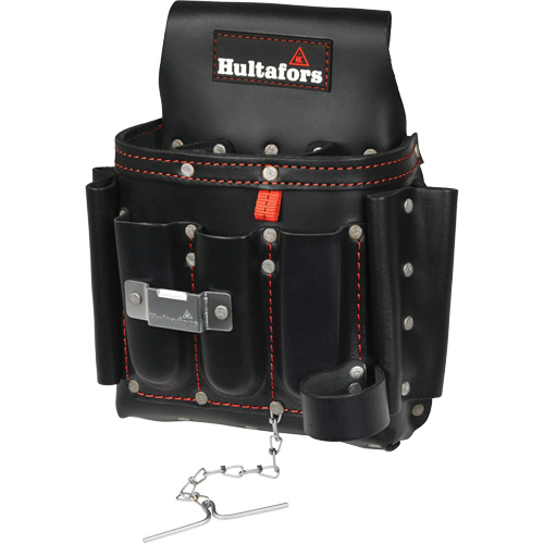 Electrician's Tool Pouch, Leather, 8 Pockets, Black Consource