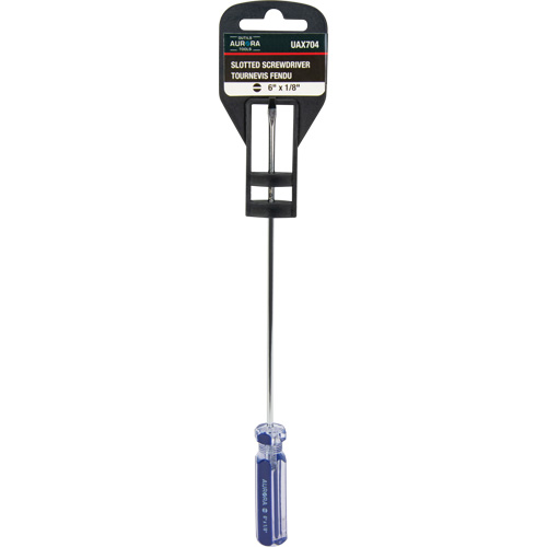 Tournevis &agrave; fente bleu transparent avec bandes, Tige de 1/8", Ronde, Prise en Plastique Consource