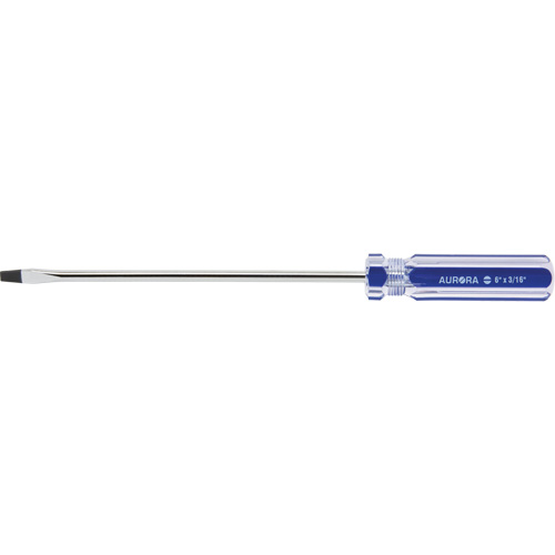 Tournevis &agrave; fente bleu transparent avec bandes, Tige de 3/16", Ronde, Prise en Plastique Consource