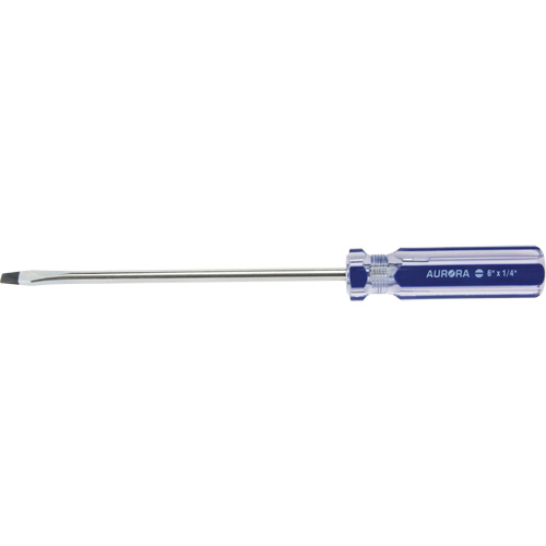 Blue Transparent Striped Slotted Screwdriver, 1/4" Tip, Round, Plastic Handle Consource