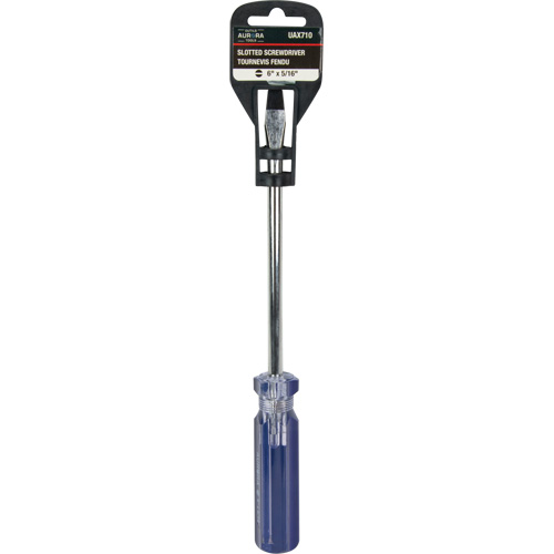 Blue Transparent Striped Slotted Screwdriver, 5/16" Tip, Round, Plastic Handle Consource