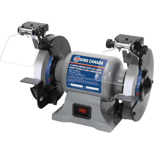 Bench Grinder with LED Lights, 6" Wheel Diameter, 3450 RPM Consource