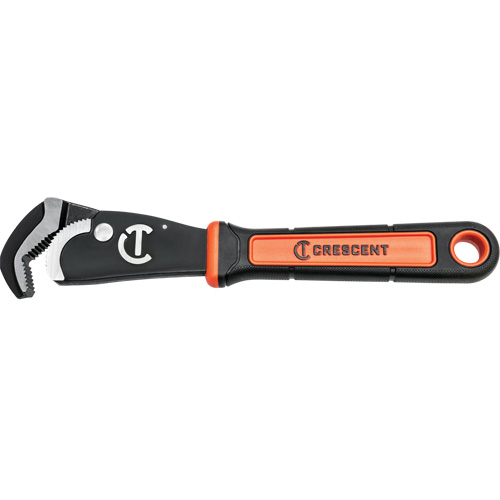 Self-Adjusting Dual Material Pipe Wrench, 1-1/2" Jaw Capacity, 12" Long, Black Oxide Finish, Cushion Handle Consource