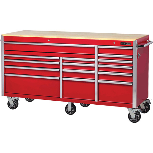PRC7215 Armoire roulante de s&eacute;rie Pro, 15 tiroirs, 72" la x 24" p x Rouge Consource