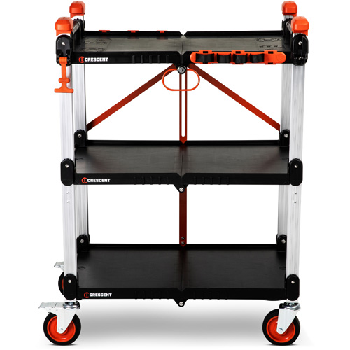 SITERUNNER 3-Shelf Folding Jobsite Cart, 30-3/5" L x 20" W x 42-1/2" H, Black Consource