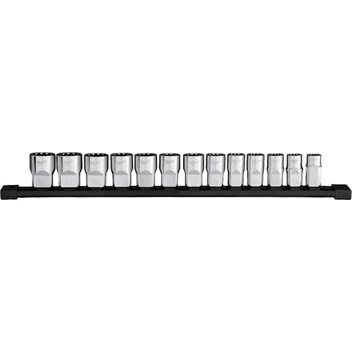 12-Point Metric Socket Set, 13 Pcs, 1/2" Drive Size Consource
