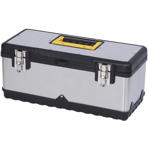 Coffre &agrave; outils portatif en acier inoxydable JPSTB-20, 9-63/100" P x 20" la x 8-7/8" h, Noir/Argent Consource