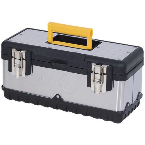 Coffre &agrave; outils portatif en acier inoxydable JPSTB-15, 6-1/4" P x 15" la x 7" h, Noir/Argent Consource