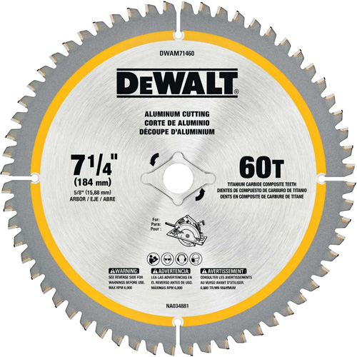 Lame circulaire en acier avec pointes en carbure de tungst&egrave;ne, 7-1/4", 60 dents, Pour Non ferre Consource