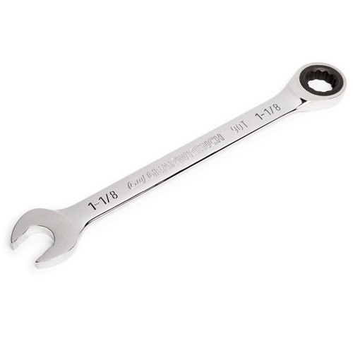 90-Tooth Ratcheting Combination Wrench, 12 Point, 1-1/8", Chrome Finish Consource