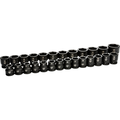 6 Point Metric Socket Set, 26 Pcs, Impact, 3/4" Drive Size Consource