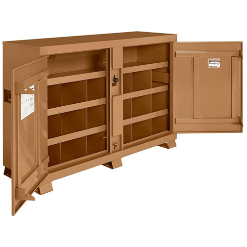 Model 129 Bin Storage Cabinet with Padlock, Steel, 48 Cubic Feet, Tan Consource