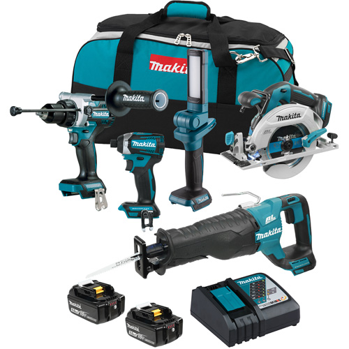 Ensemble de 5 outils sans fil LXT &agrave; moteur sans balais, Lithium-ion, 18 V Consource