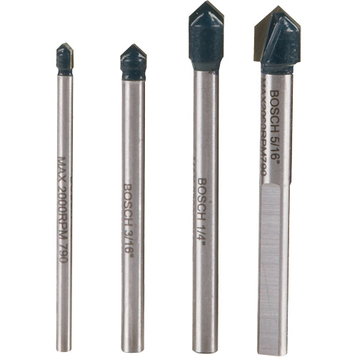 Glass & Tile Drill Bit Set, 4 Pieces, Carbide Consource